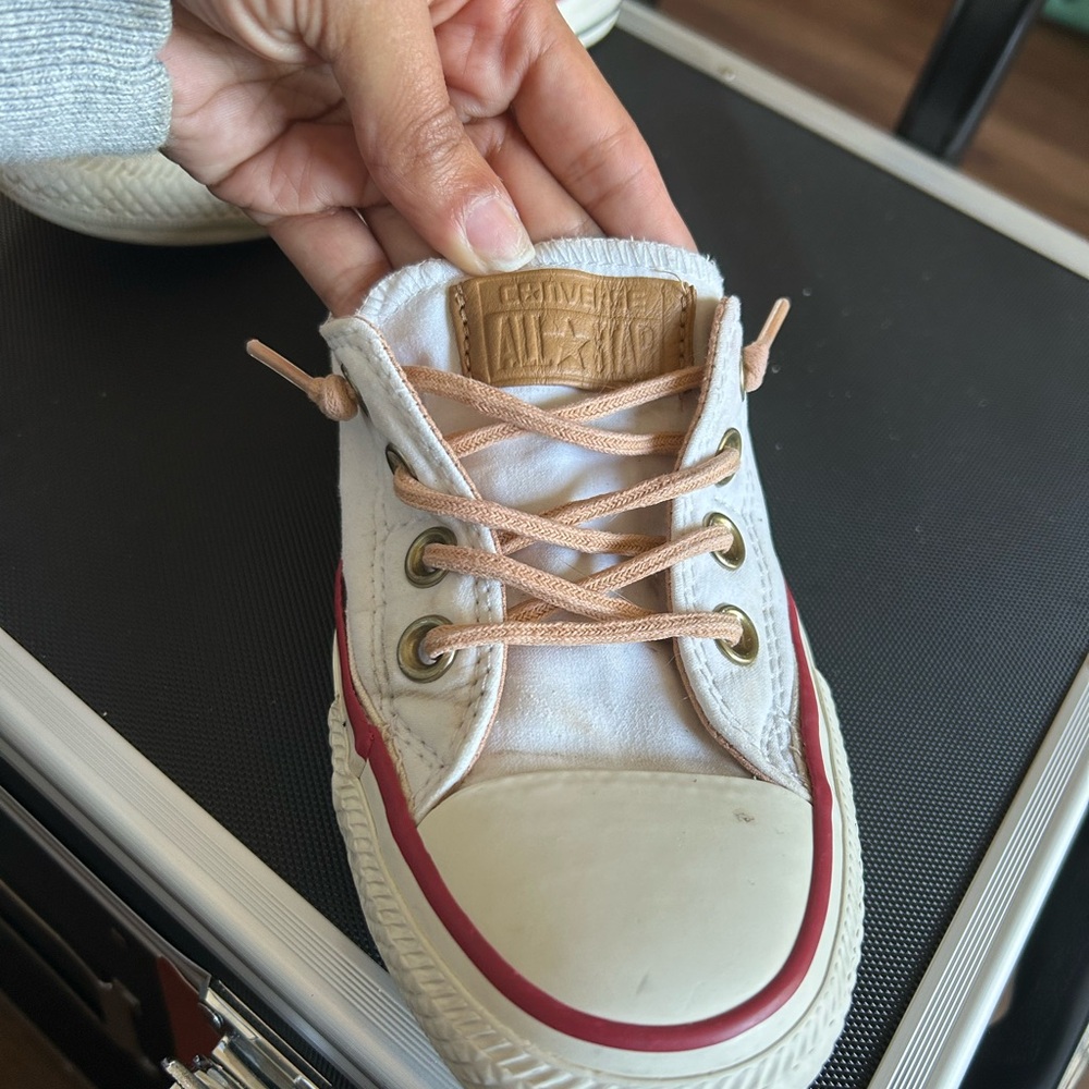 Converse All Star White Sneakers with Red Trim